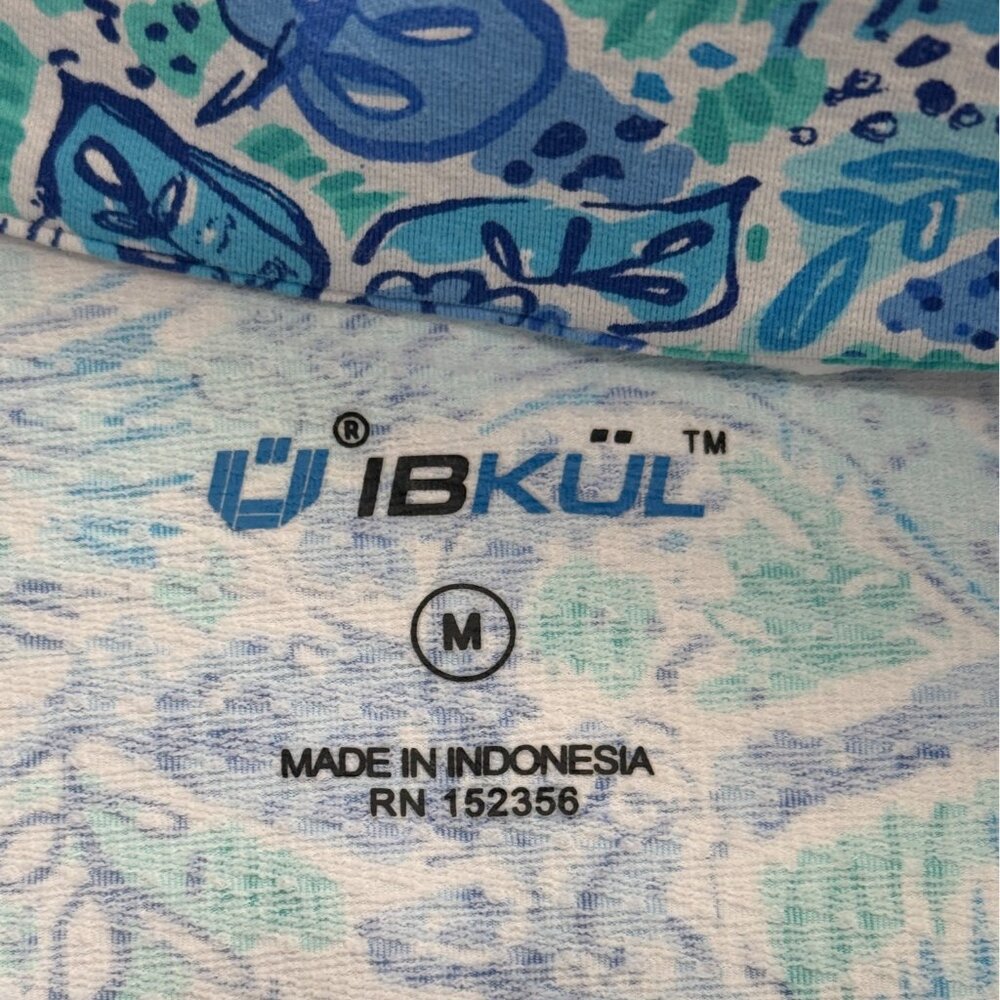 IBKUL Womens Full-Zip Jacket Top Blue Print Long Sleeve UPF Size M - Picture 4 of 8